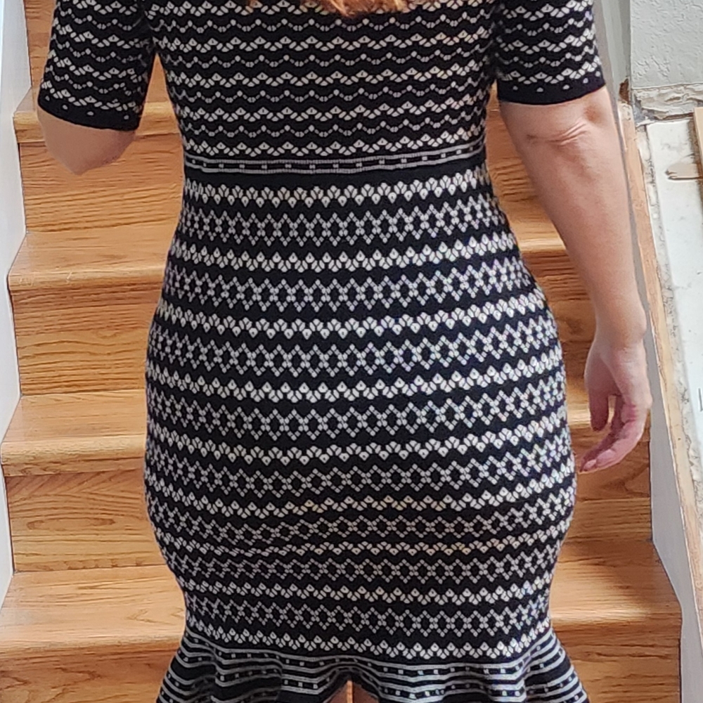 Roz & Ali Black and White Patterned Mini Dress - Picture 2 of 5